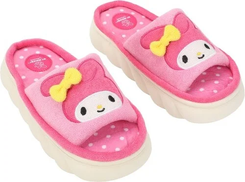 My Melody 3D Character Face Art Women's Pink Open-Toed Slide Slippers -Medium