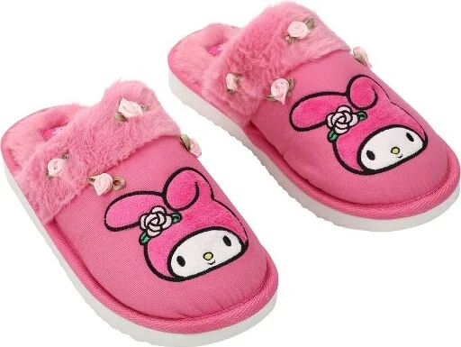 My Melody Character & Roses Women's Pink Denim Mules-Large - Image 2