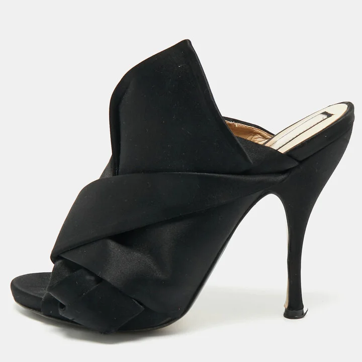 N°21 Black Satin Knot Mules Size 41