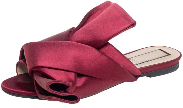 N21 Burgundy Satin Knotted Flats Size 36