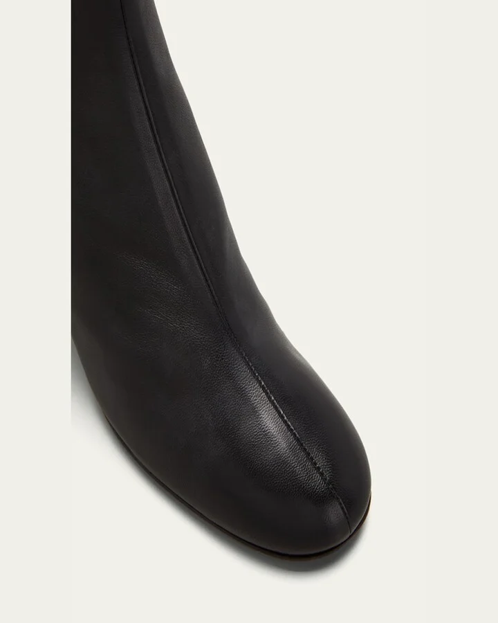 Nadia Soft Leather Block-Heel Booties - Image 2