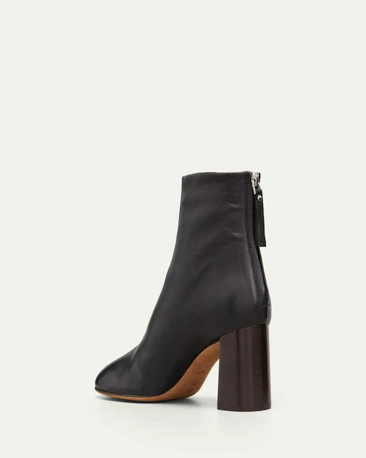 Nadia Soft Leather Block-Heel Booties - Image 4