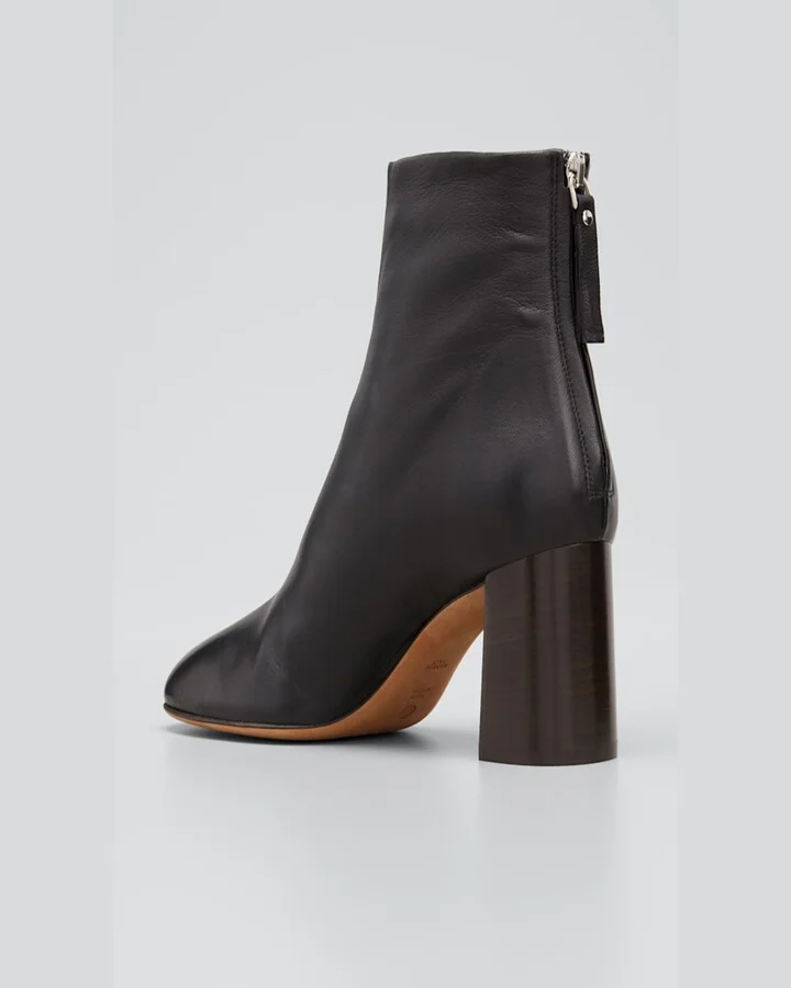 Nadia Soft Leather Block-Heel Booties - Image 5