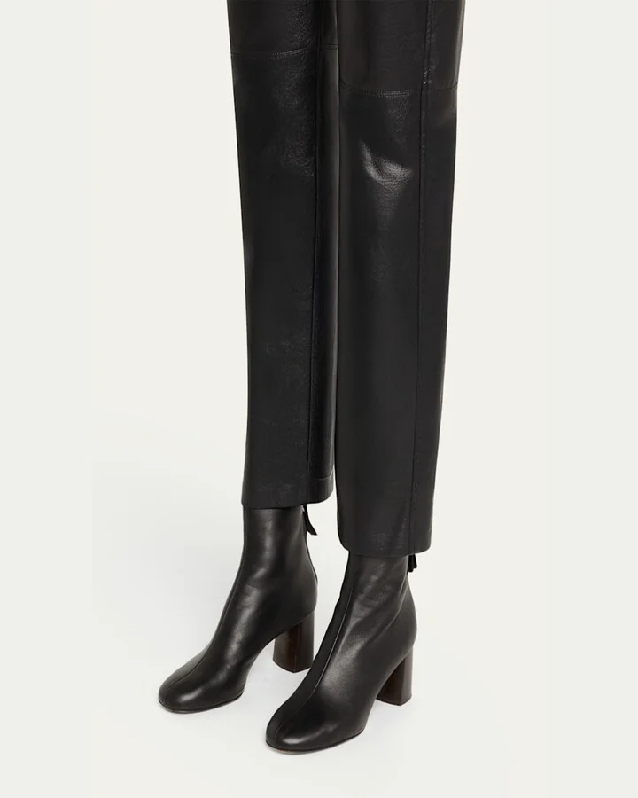 Nadia Soft Leather Block-Heel Booties - Image 6