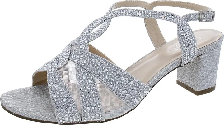 Nadia Womens Embellished Ankle Strap Heels