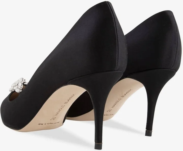 Nadira 70 Crystal Leaf Satin Pumps - Image 2