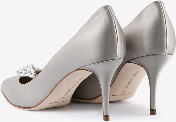 Nadira 70 Crystal Leaf Satin Pumps - Image 2