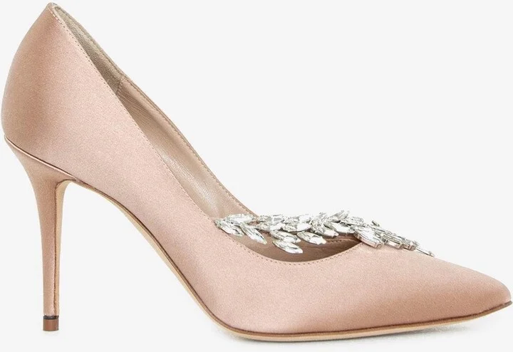 Nadira 90 Crystal-Embellished Satin Pumps