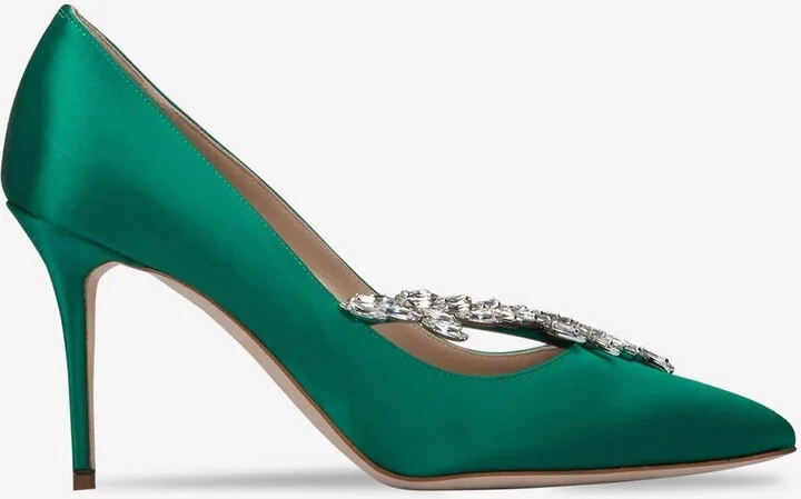 Nadira 90 Crystal Embellished Satin Pumps