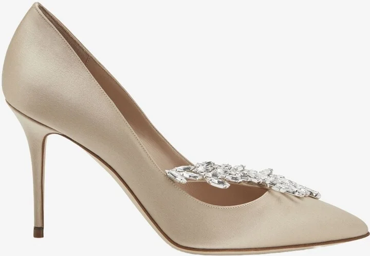 Nadira 90 Satin Crystal-Embellished Pumps