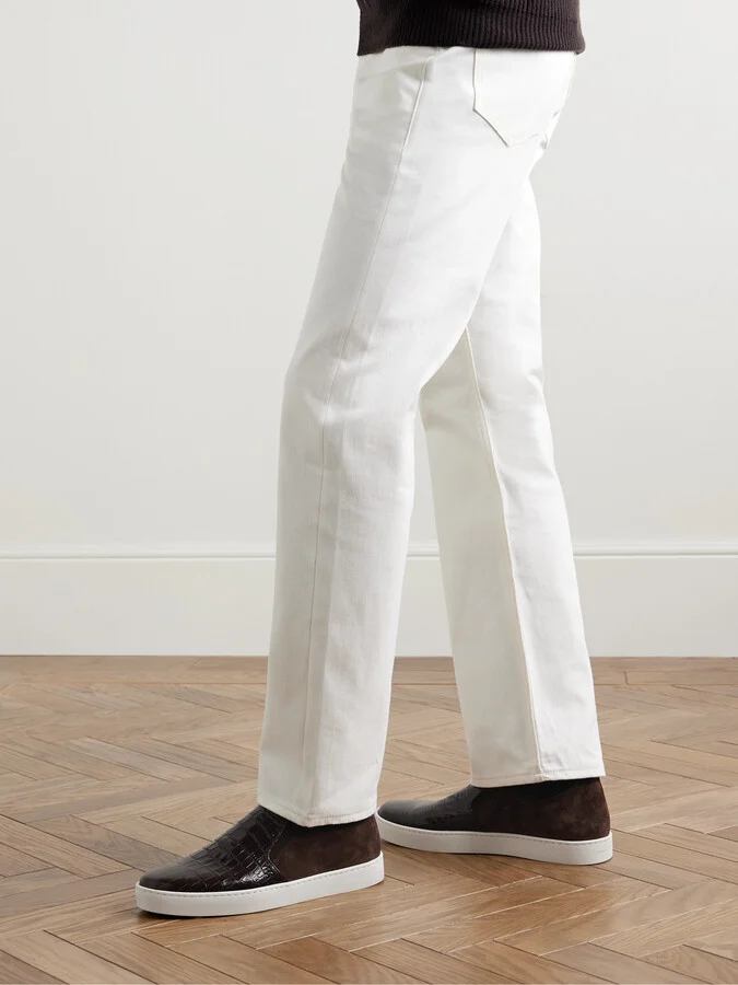Nadores Suede and Croc-Effect Leather Slip-On Sneakers - Image 2