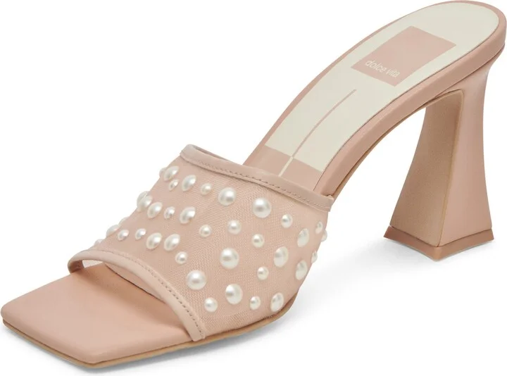 Nadra Faux Pearl Mesh Mule Sandal - Image 9