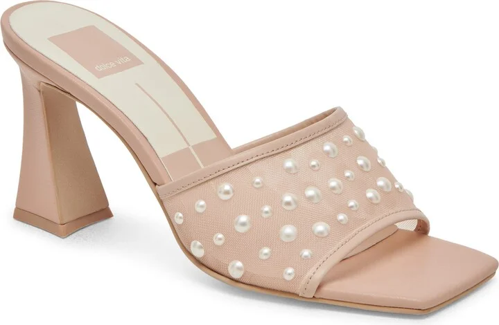 Nadra Faux Pearl Mesh Mule Sandal