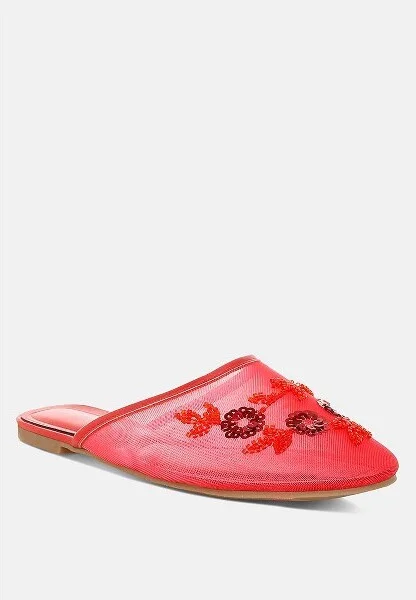 Nahra Mesh Sequin Beaded Mules Women - Image 3