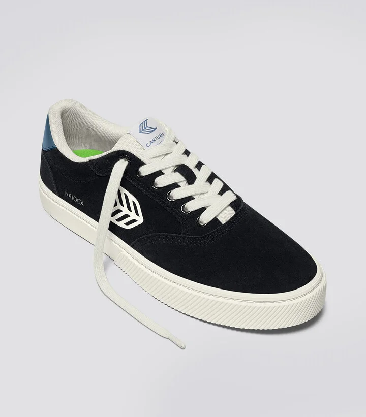 NAIOCA Black Suede Ivory Logo Washed Blue Sneaker Men - Image 2