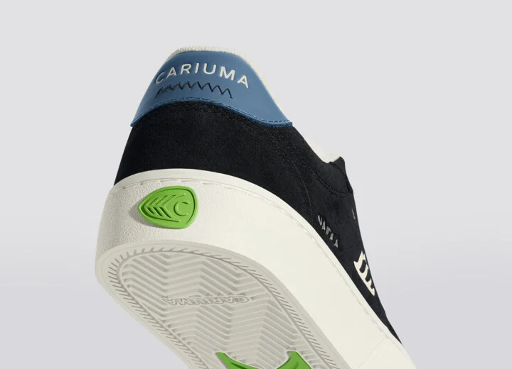 NAIOCA Black Suede Ivory Logo Washed Blue Sneaker Men - Image 6