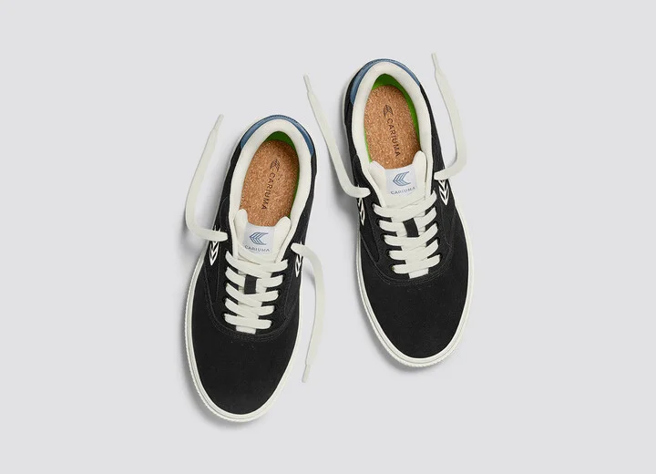 NAIOCA Black Suede Ivory Logo Washed Blue Sneaker Men - Image 7