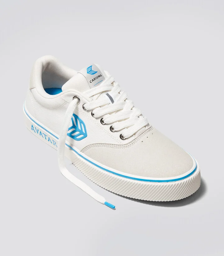 NAIOCA PRO AVATAR Vintage White Suede Off-White Canvas Blue Logo Sneaker Women - Image 2