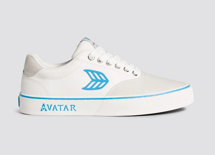 NAIOCA PRO AVATAR Vintage White Suede Off-White Canvas Blue Logo Sneaker Women - Image 3