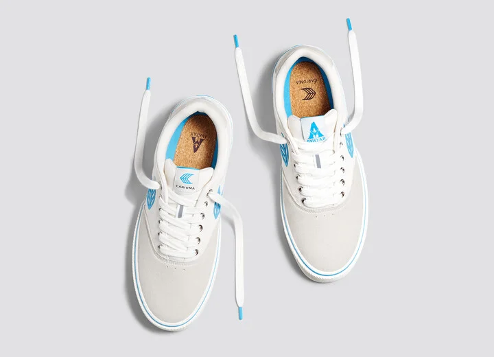 NAIOCA PRO AVATAR Vintage White Suede Off-White Canvas Blue Logo Sneaker Women - Image 8