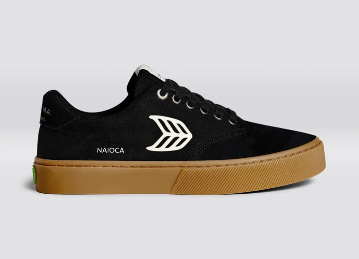 NAIOCA PRO Gum Black Suede and Canvas Ivory Logo Sneaker Men - Image 3