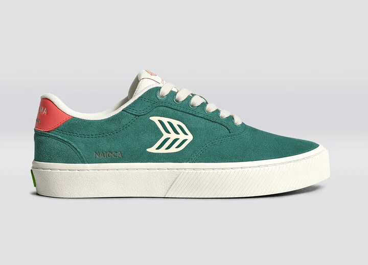 NAIOCA Teal Suede Ivory Logo Watermelon Sneaker Men - Image 3