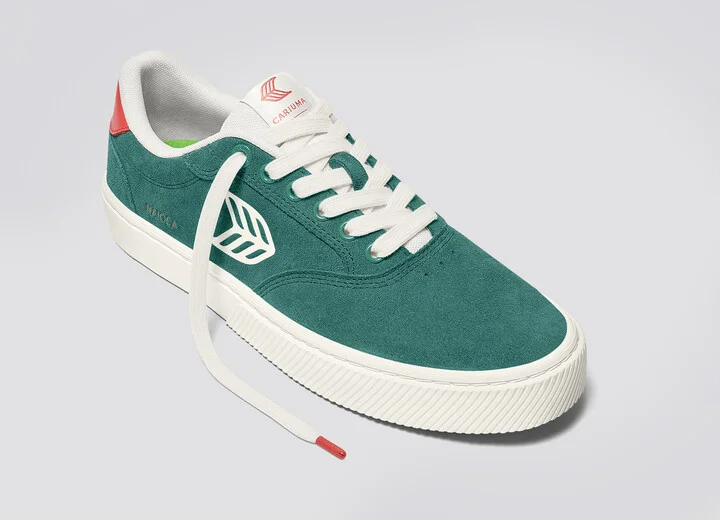 NAIOCA Teal Suede Ivory Logo Watermelon Sneaker Men - Image 4