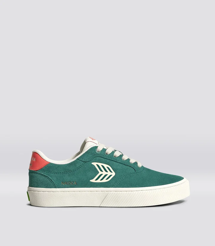 NAIOCA Teal Suede Ivory Logo Watermelon Sneaker Women