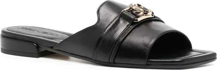 Nako logo-plaque flat leather sandals - Image 2