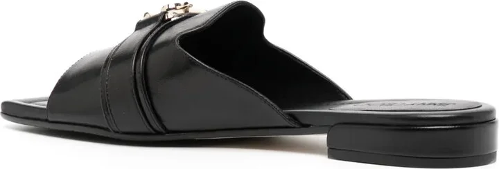 Nako logo-plaque flat leather sandals - Image 3