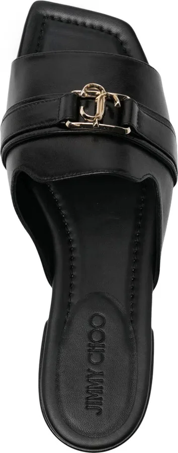 Nako logo-plaque flat leather sandals - Image 4
