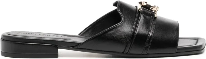 Nako logo-plaque flat leather sandals