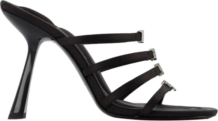 Nala 105 Logo Sandals - Alexander Wang - Black - Satin