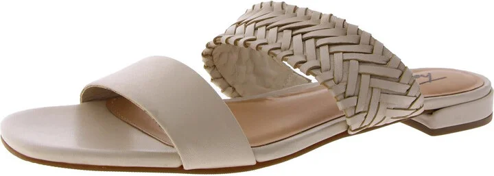 Nalane Womens Faux Leather Block Heel Slide Sandals