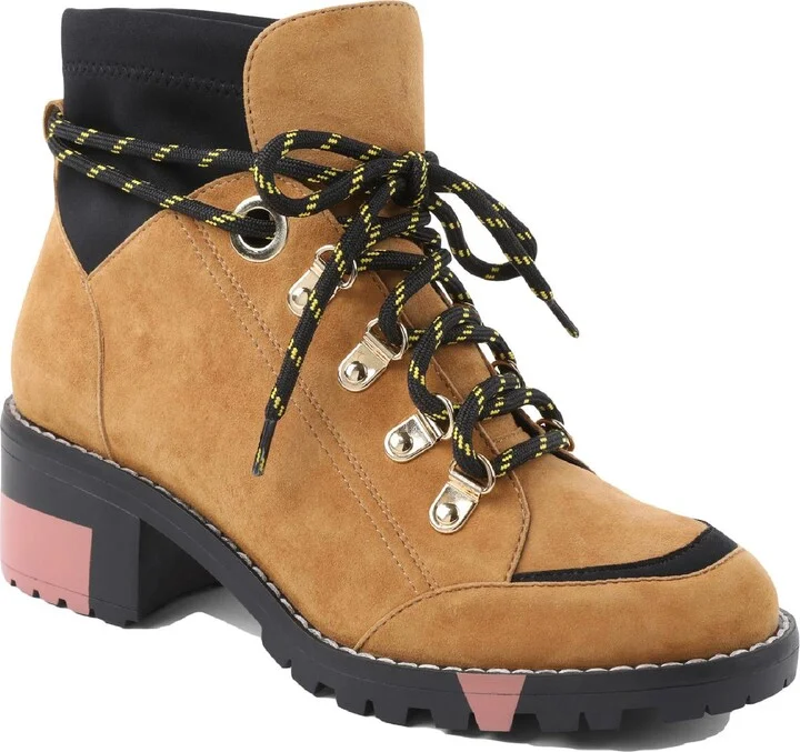 Nalli Womens Suede Block Heel Hiking Boots