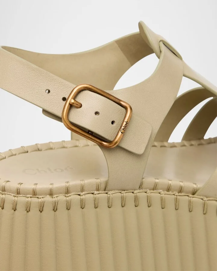 Nama Leather T-Strap Platform Sandals - Image 3