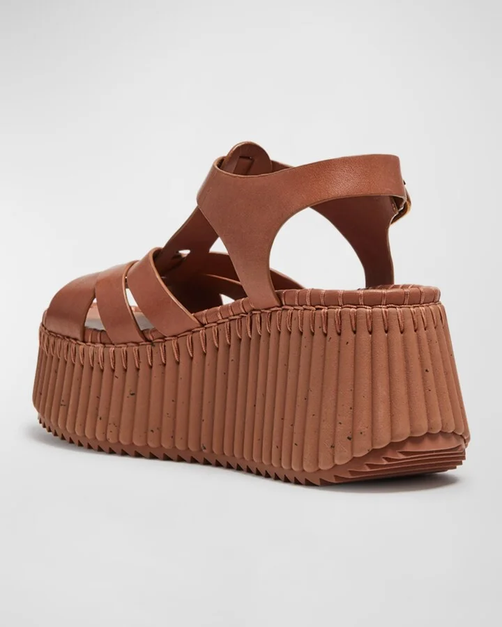 Nama Leather T-Strap Platform Sandals - Image 9