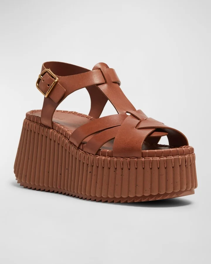 Nama Leather T-Strap Platform Sandals - Image 11