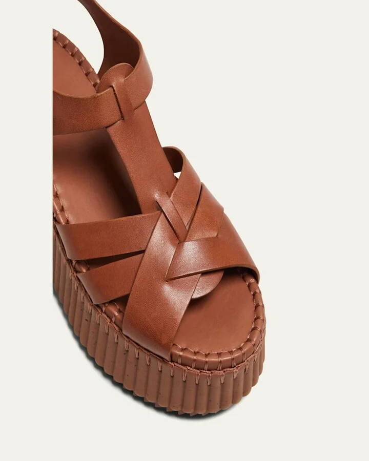 Nama Leather T-Strap Platform Sandals - Image 4