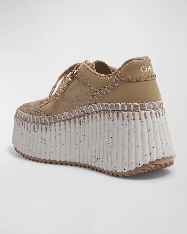 Nama Mixed Leather Stitch Platform Sneakers - Image 5
