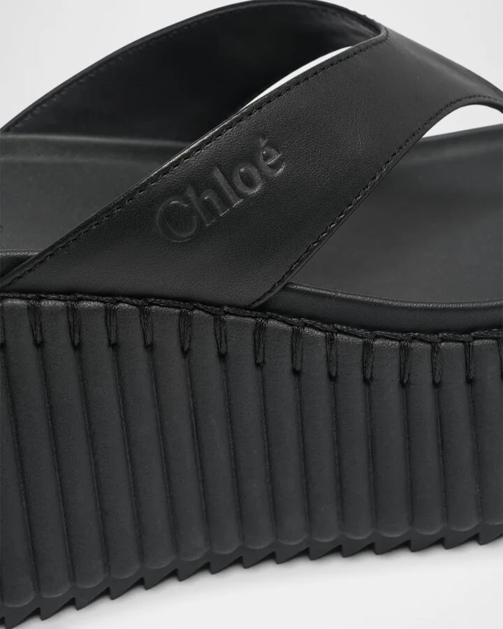 Nama Platform Leather Thong Sandals - Image 4