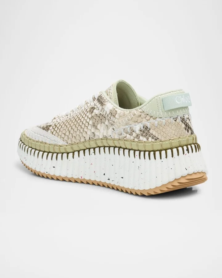 Nama Python-Print Leather Stitch Walking Sneakers - Image 4