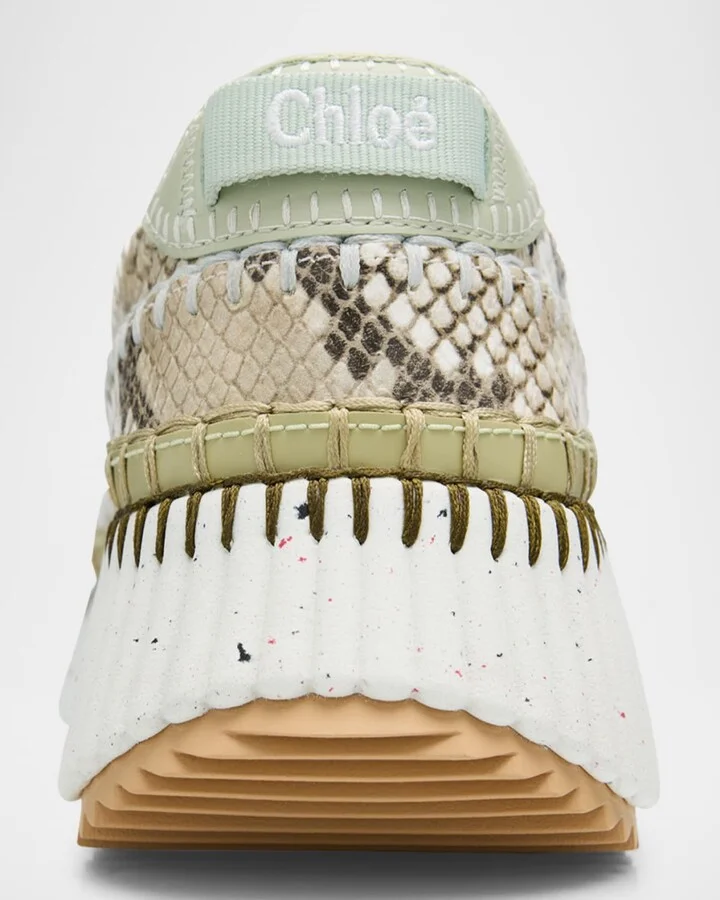 Nama Python-Print Leather Stitch Walking Sneakers - Image 7