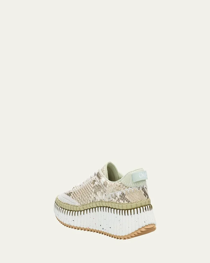 Nama Python-Print Leather Stitch Walking Sneakers - Image 4