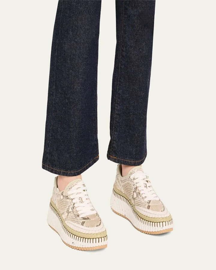 Nama Python-Print Leather Stitch Walking Sneakers - Image 11