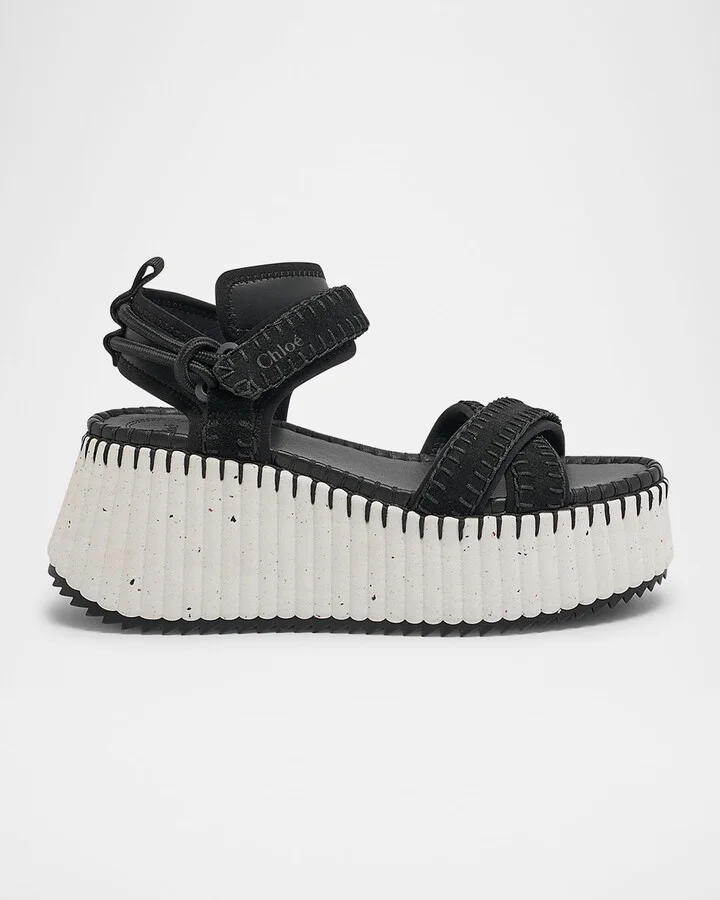 Nama Stitch Ankle-Strap Flatform Sandals