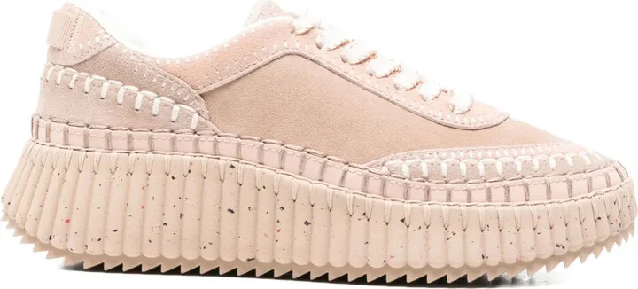 Nama textured leather-trimmed platform sneakers