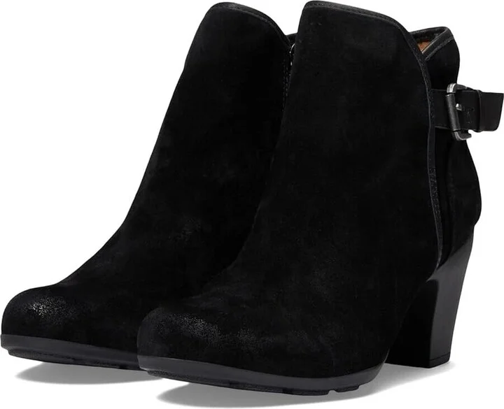 Namari Booties Women's US 7 Black Suede Block Heel Ankle Boots ZPO545 (Black,7)