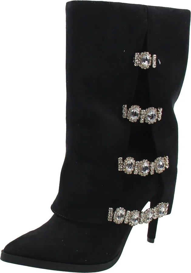 Nami Womens Rhinestone Man Made Mid-Calf Boots