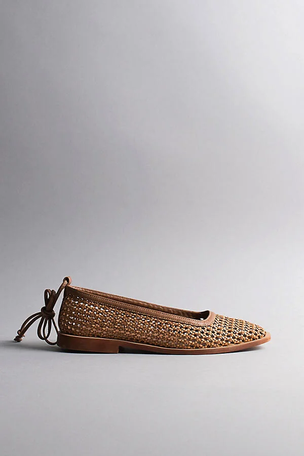 Nana Ankle-Strap Woven Ballet Flats